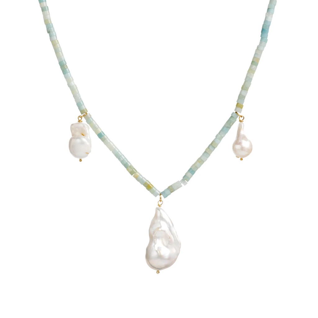 New In Box Mayamar Beaded Triple Baroque Pearl Necklace
